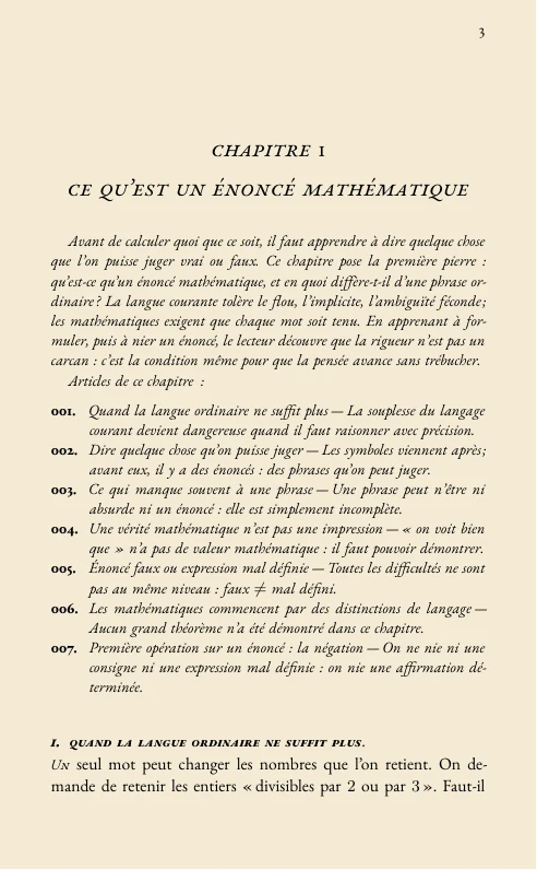 Une page du premier chapitre du volume II
